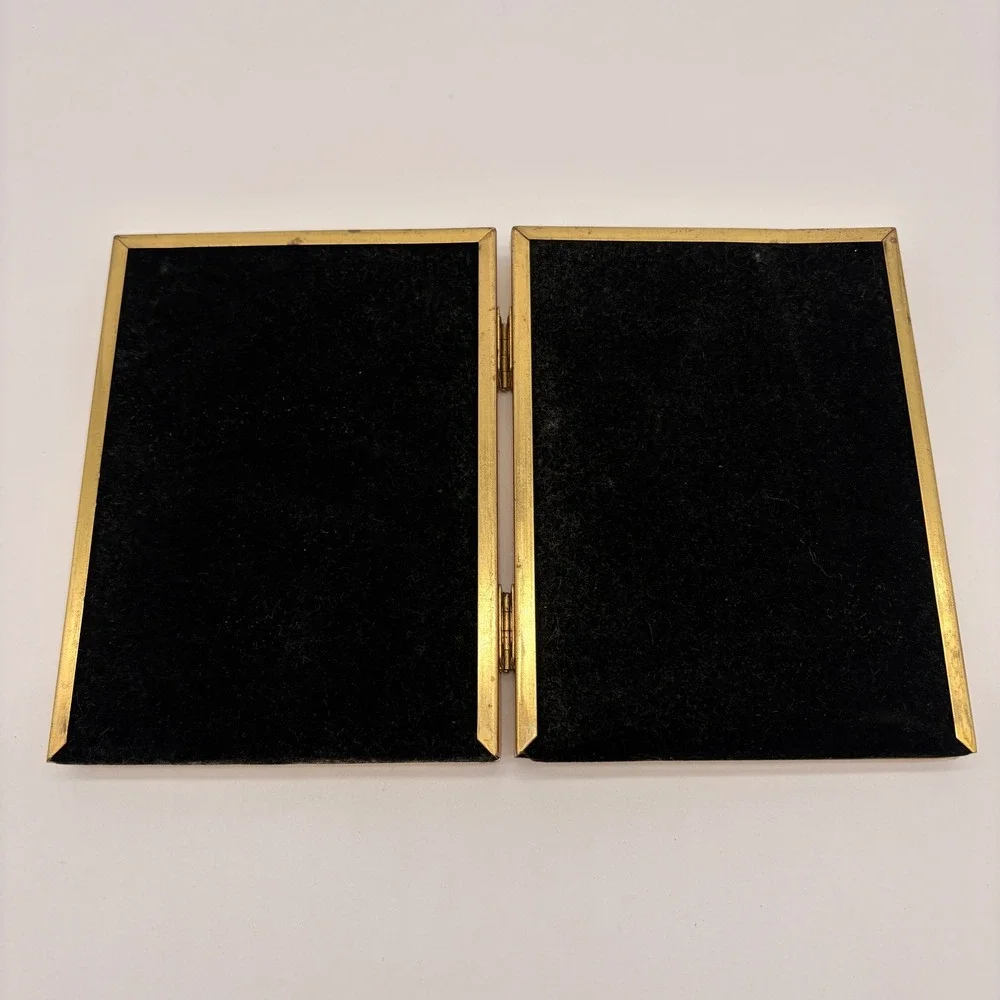 Vintage Gold Solid Brass Double Hinged Picture Frame 3.5x5 Classic Decor 1993